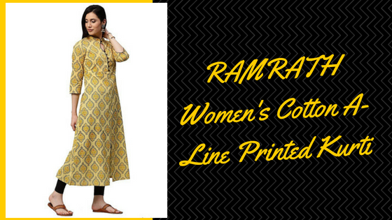 RAMRATH Women's Cotton A-Line Printed Kurti - Top 10 Kurti Design 2018 in India