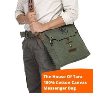 The House of Tara wax coated canvas small khaki bag