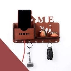 Sehaz Artworks Home Side Shelf Brown KeyHolder Wooden