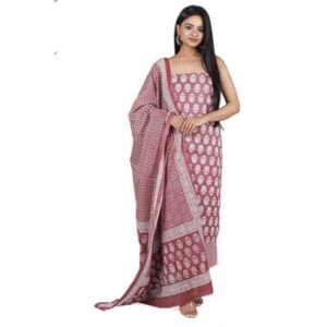 Kwatchi Women's Jaipuri Cotton Suits with Cotton Dupatta