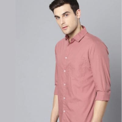 Dennis Lingo shirts Men Pink Slim Fit Casual