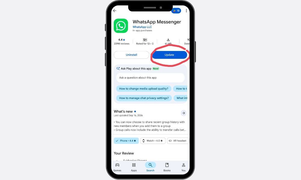 WhatsApp Update
