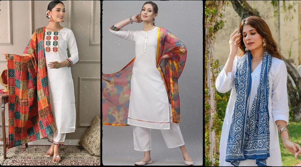 How to create a modern ethnic look with a short white kurti and dupatta