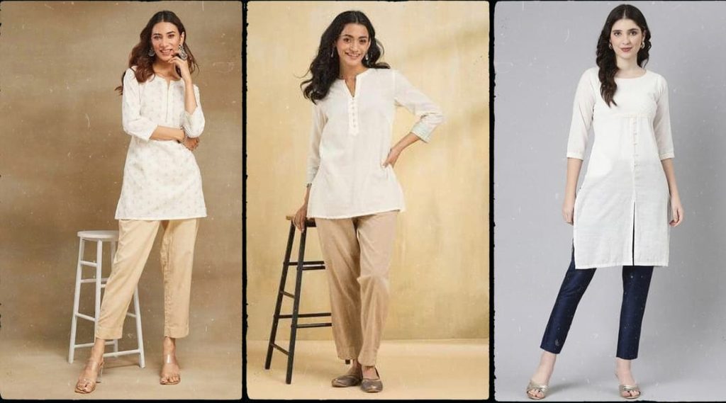 How to style a short white kurti for the office